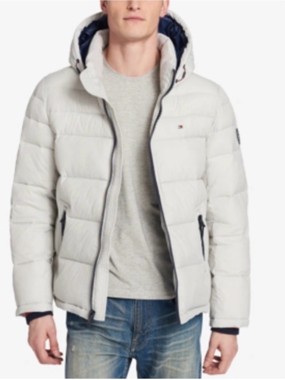 Tommy Hilfiger Men’s White Hooded Puffer Jacket